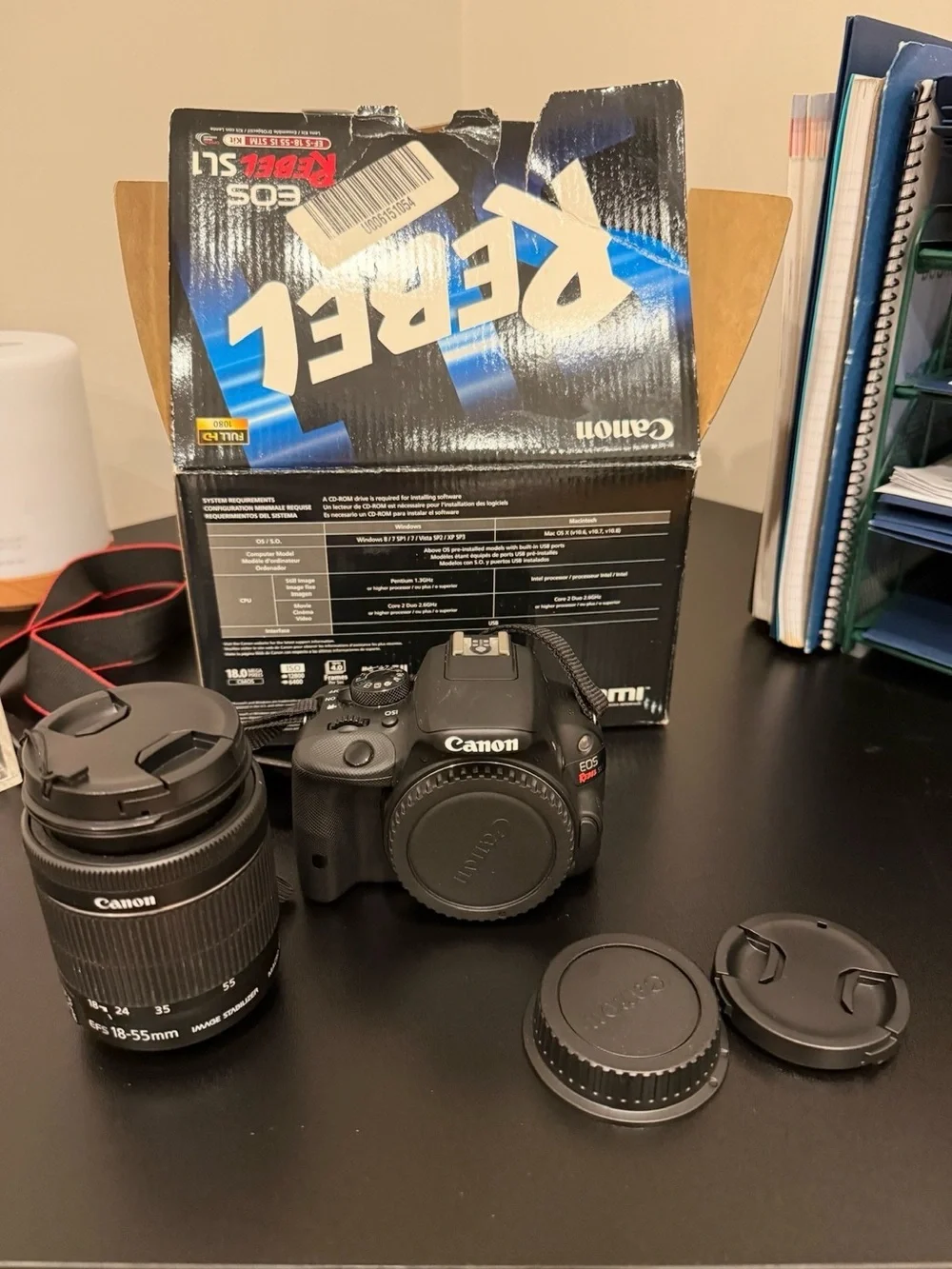 Canon DSLR Camera with 18-55mm Lens and Caps - Black